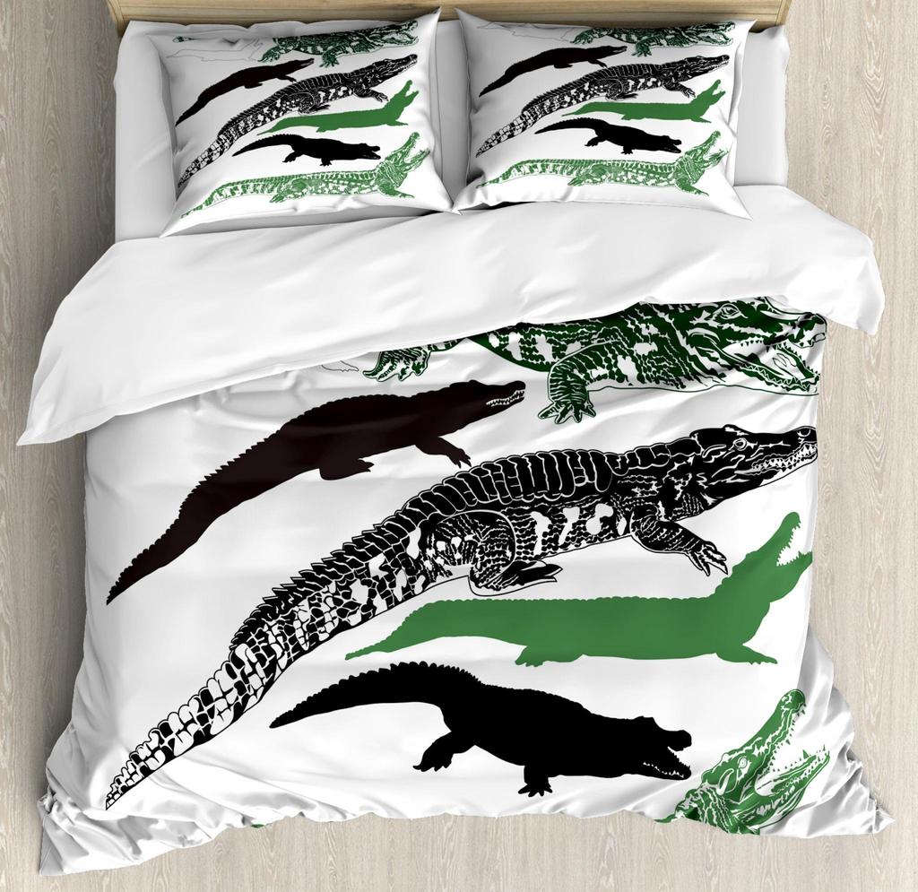 Abstract Duvet Cover Set, Alligator Skin African Animal Crocodile Quilt Cover, 3 Piece Bedding Set With Pillow Shams, Full Size