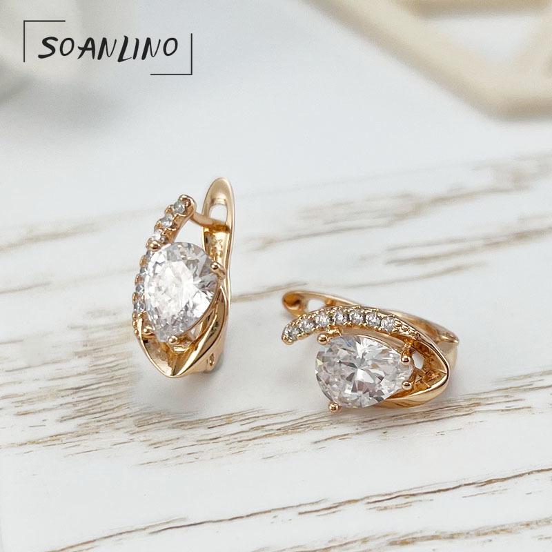 

SOANLINO модные серьги из розового золота с цирконом и каплями воды для женщин