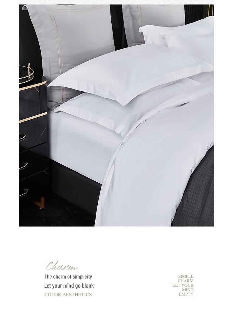 40 Count High-Quality Cotton Bedding Set: Includes Duvet Cover and Fitted Sheet - Luxurious White, Ideal for Hotels and Homestays.
