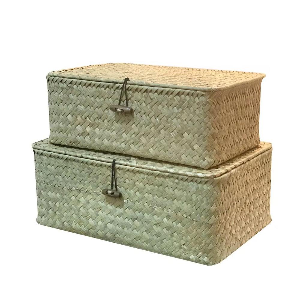 Handmade Straw Woven Storage Basket for Home or Restaurant Decor