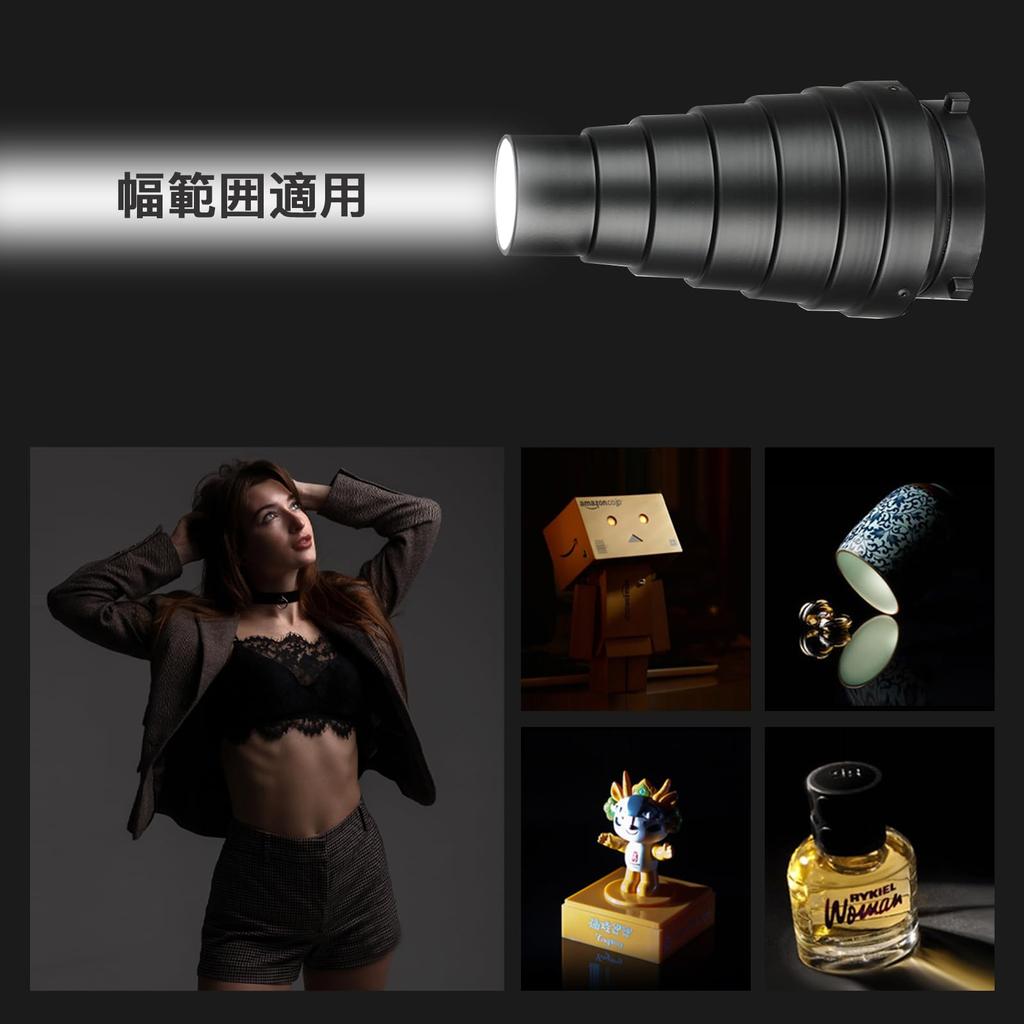 SOONPHO Cone Snoot Kit with Honeycomb Grid Large Aluminum Alloy Heavy Duty 5 Color Gel Filter Kit Photography Flashlight Studio Bowens Mount Strobe