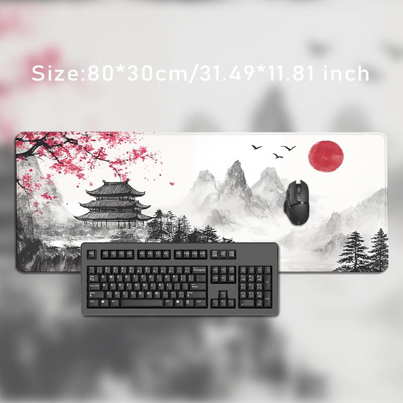 Mouse Pad Red Sun Temple Ink Landscape Gaming XL Computer New Mousepad XXL MousePads Non-Slip Office Natural Rubber Mice Pad