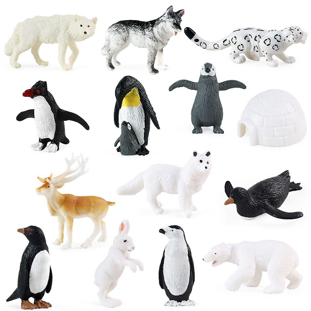 Educational Polar Bear Fox Rabbit Reindeer Wolf Arctic Animal Model Miniature Penguin Figurines