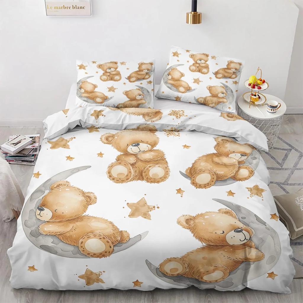 Comforter 3D Printed Cute Bear And Dog With Cartoon Animal Bedding Wild Animals Queen Size Comforter Set