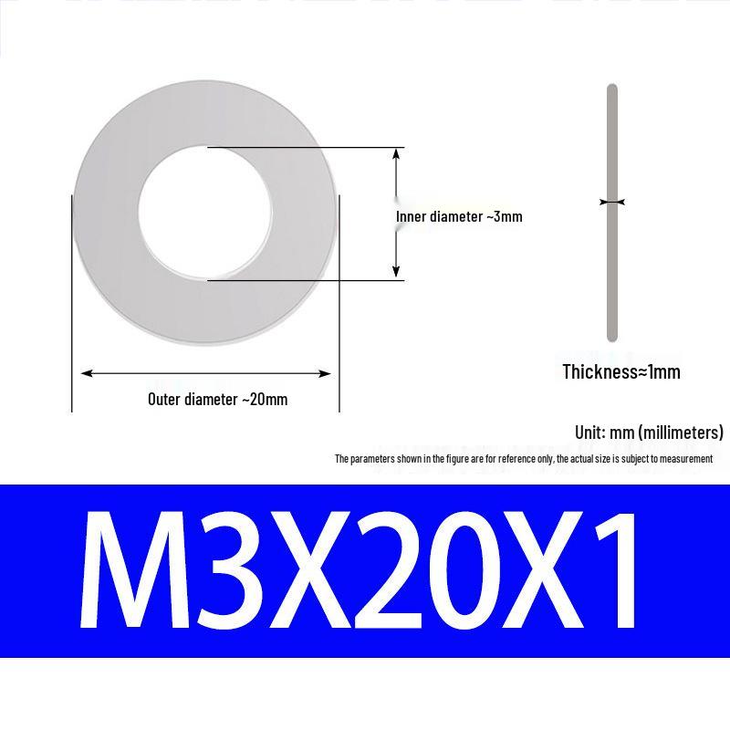 304 Stainless Steel Ultra-Thin Flat Washer, Thickness: 0.1/0.2/0.3/0.4/0.5 Mm, Sizes M1-M8