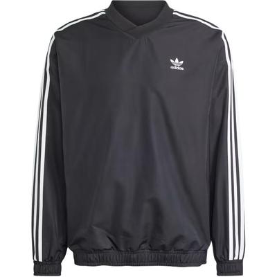 adidas Originals Adicolor gewebter Rundhals-Windbreaker Klassisches Streifendesign Bequemer Pullover Langarm-Windbreaker Herren-Oberbekleidung Schwarz IZ4804