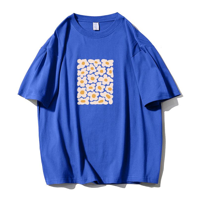 Shellsuning Oversized Art Printed T-shirts Women Summer Fashion Vintage 100% Cotton Soft Streetwear Couple Clothes Basic Tees Female Harajuku Tops