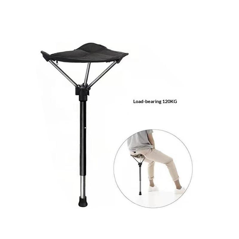 Folding Chair Collapsible Chair Retractable Walking Aid Crutch Stool Adjustable Hiking Chair For Outdoor Hiking Picnic Travel