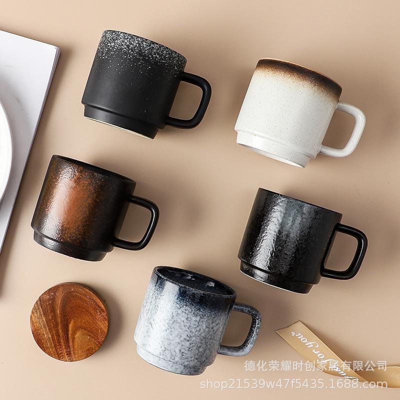 Ins Minimalist Ceramic Mug Water Cup with Lid Office Student Couple Mug European-style Literary Water Mug