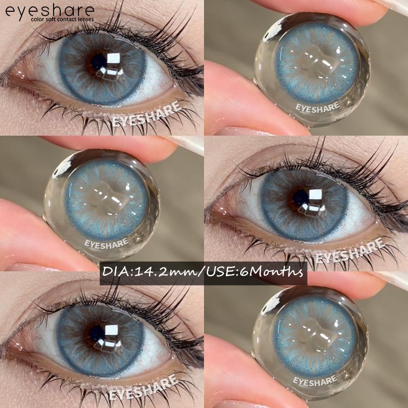 Eyeshare 2pcs NEW Colored Contact Lenses Fashion Blue Eyes Lenses Gray Beauty Pupils Brown Eyes Contacts Green Lens 6 Months Use