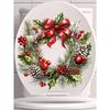 Christmas Festive Toilet Lid Decal With Pine Garland Berries And Baubles Christmas Series Toilet Stickers PVC Self-Adhesive Christmas Wreath Stic