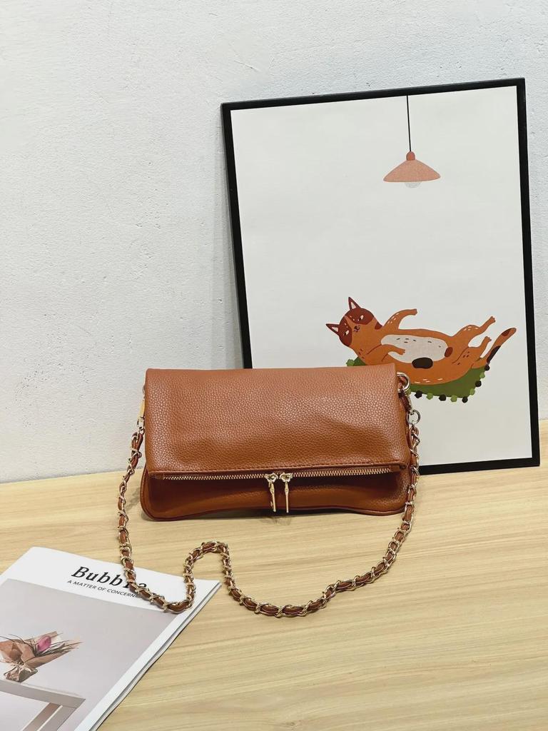 Trendige Umhänge-Schultertasche mit Litschi-Muster - Schlichtes, vielseitiges Design