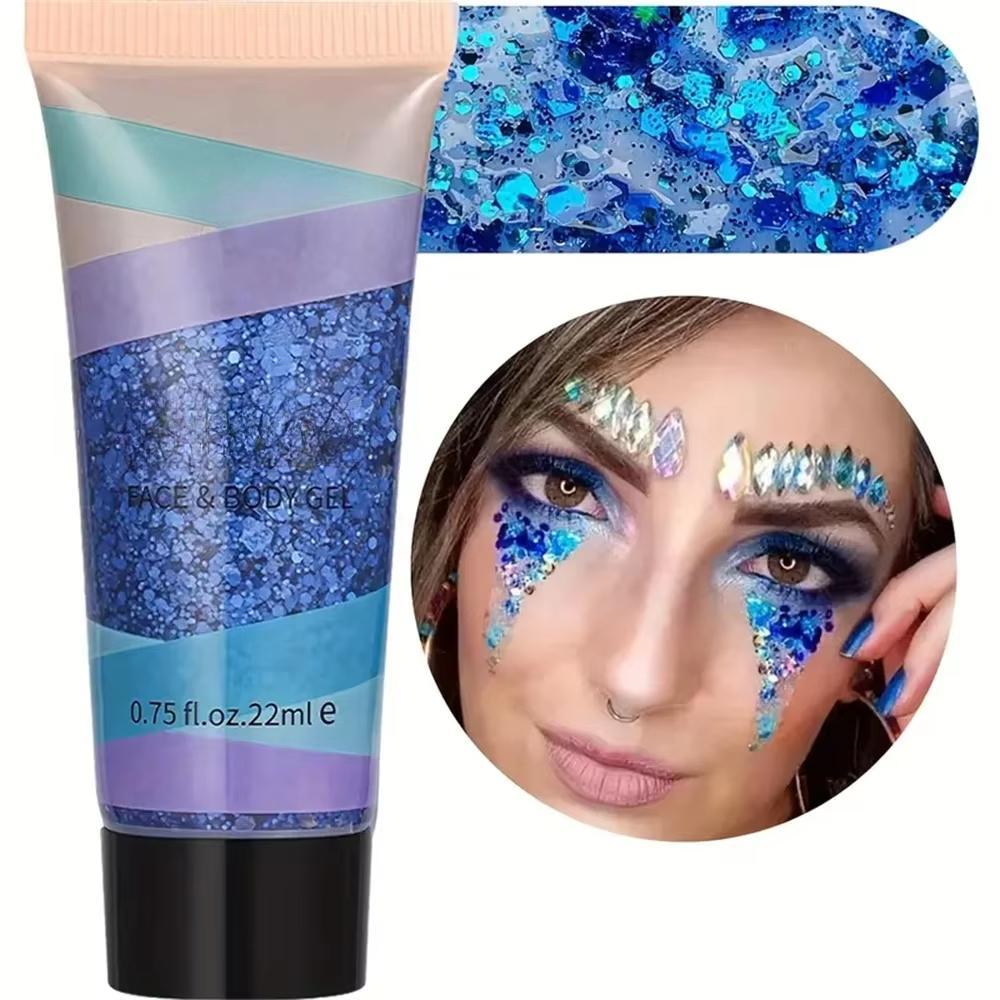 1 Bottle Mermaid Sequin Body Glitters Gel Long-Lasting Shine for Carnival Parties Festival and Stage Performance Great for Girls