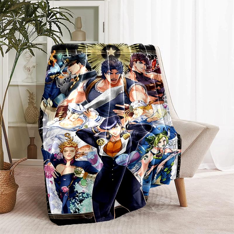 1pc Blanket JoJo's Bizarre Adventure3 Print Design, Lightweight Blanket for Sofa, Bed- Soft &Warm, Gift for All Seasons like Christmas, Halloween
