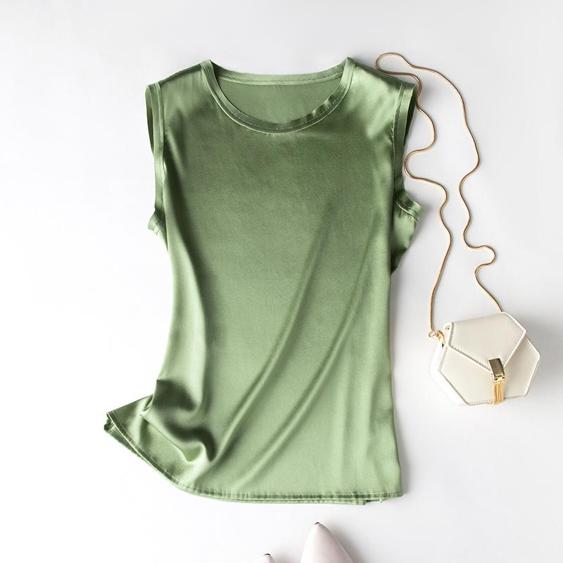 Women's Summer Silk Camisole - Mulberry Satin Solid Sleeveless Top