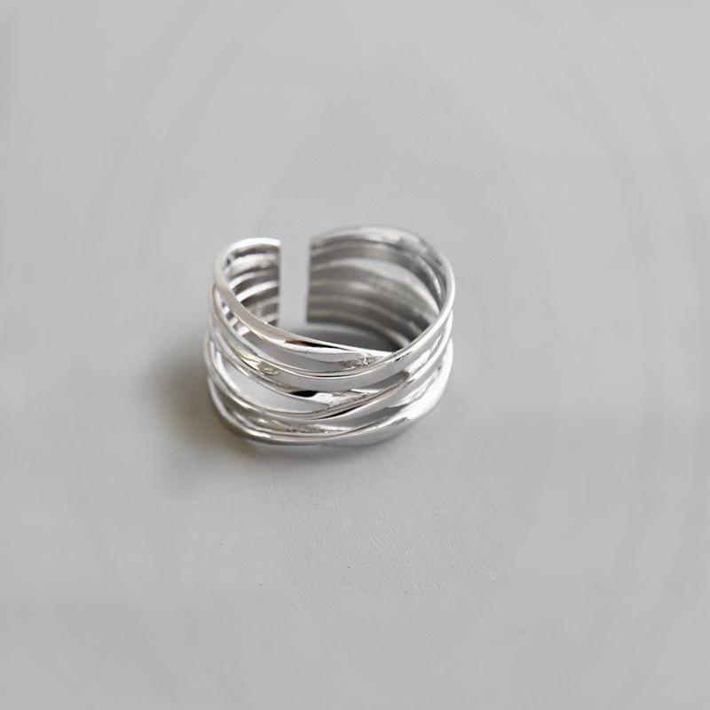 Elegante Eheringe Einfache Geometrische Mehrstöckige Handgefertigte Schmuckstücke für Damen Edelstahl Herrenringe Verstellbarer Ring