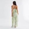 Spot European and American summer vacation style elegant temperament neck three-dimensional cake suspender dress women