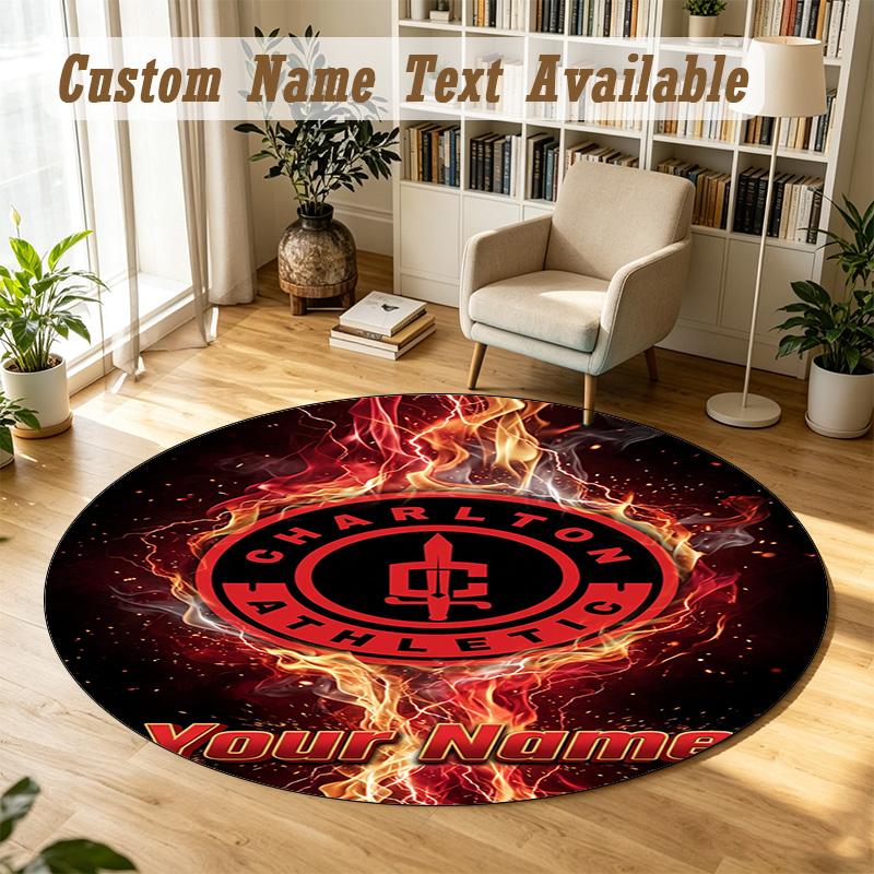 Round Rug Custom NameCharlton Athletic Pattern Non Slip Carpet Home Floor Decor