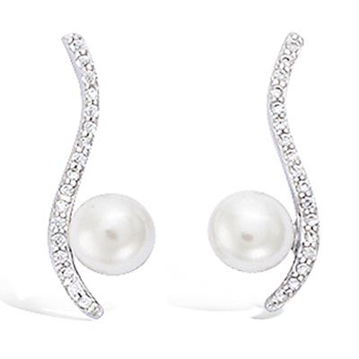 [L7451] - Silberne Ohrringe 'Sissi' weiß-silbern - 20x7 mm