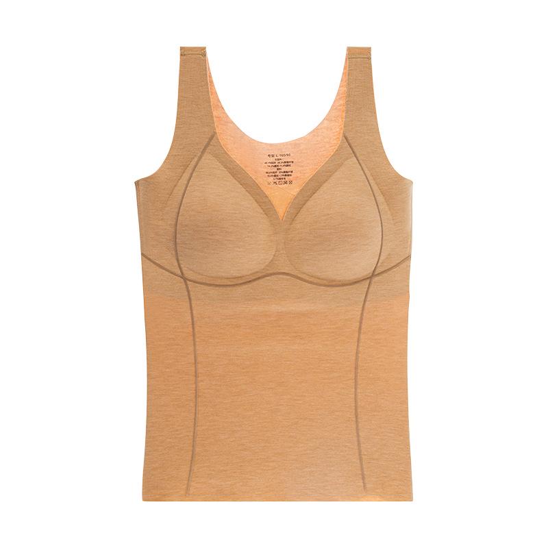 Women's Winter Velvet Warm Vest with Chest Pad - Seamless, Slim Fit Undergarment