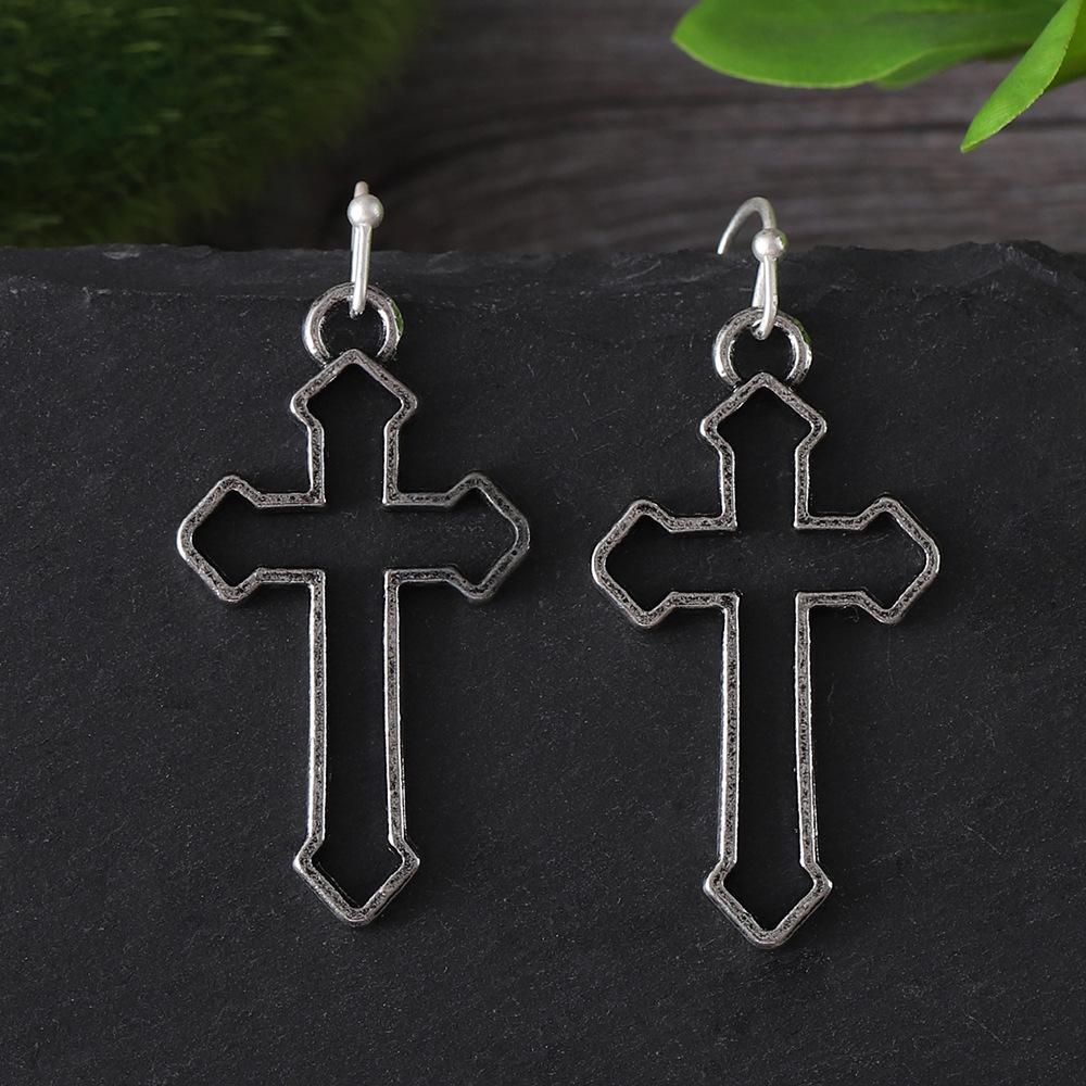 Fashion Exaggerated Hollow Cross Ins Trend Retro Punk Style Earrings