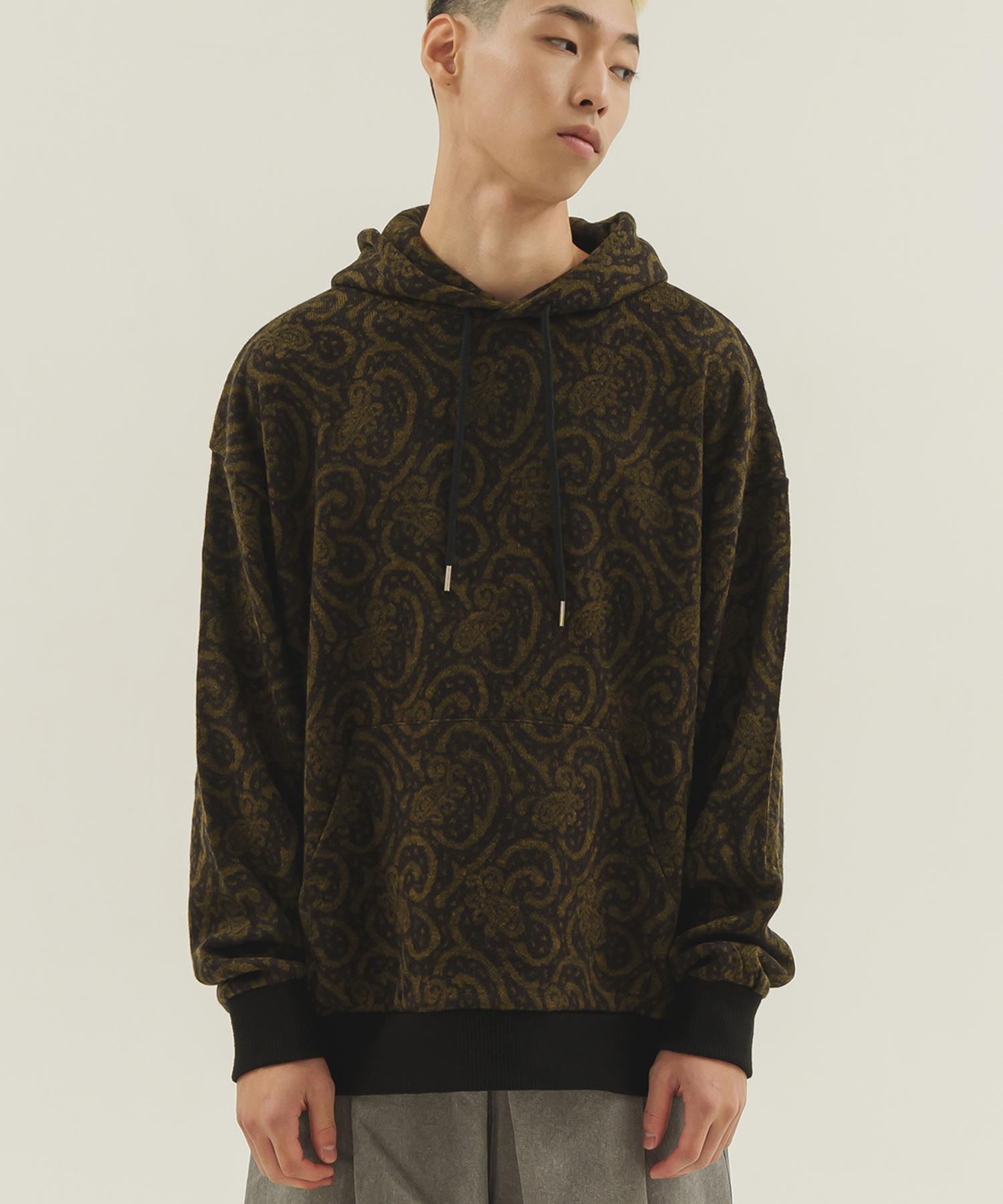 Camel Walk Paisley Knit Hoodie (Yellow) Yellow/L