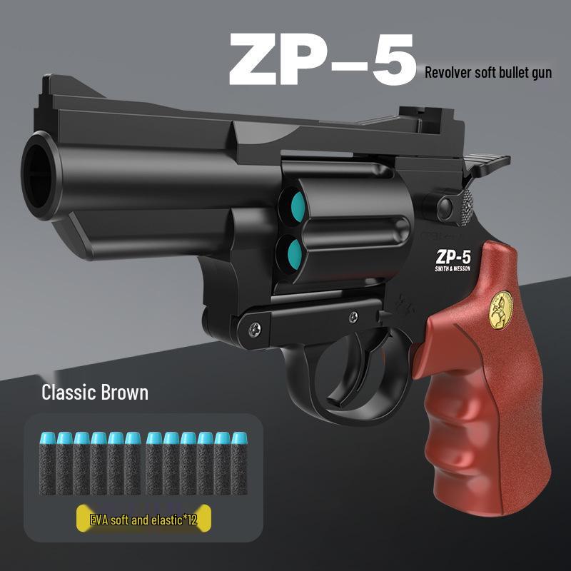 

ZP-5 Детский револьвер скоростной стрельбы Игрушечный пистолет с мягкими пулями с отдачей и подвижными частями