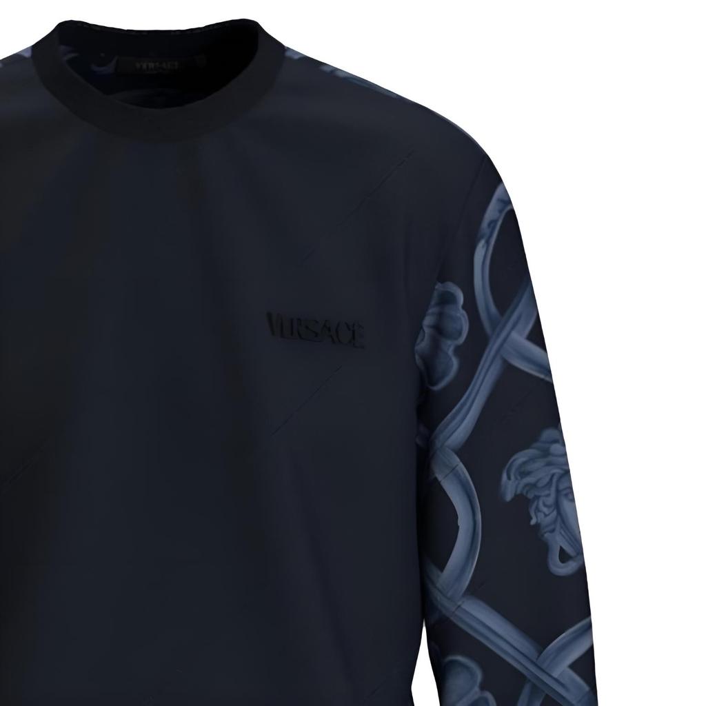 Versace Bluzy Męskie Granatowe Okrągły Dekolt Umiarkowane Inne 1019222-1A13830-5U960