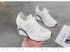 "2024 Autumn Women's White Height-Enhancing Sports Shoes - Korean Style, Breathable, Versatile, and Casual with High Heels"