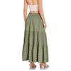 Womens Maxi Skirt Summer Boho Flowy Tiered Casual Elastic High Waisted Swing A-line Long Skirts With Pockets