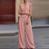 ZANZEA Women Sleeveless Vest Tops and Wide Leg Pants Casual Two Piece Suit Sets