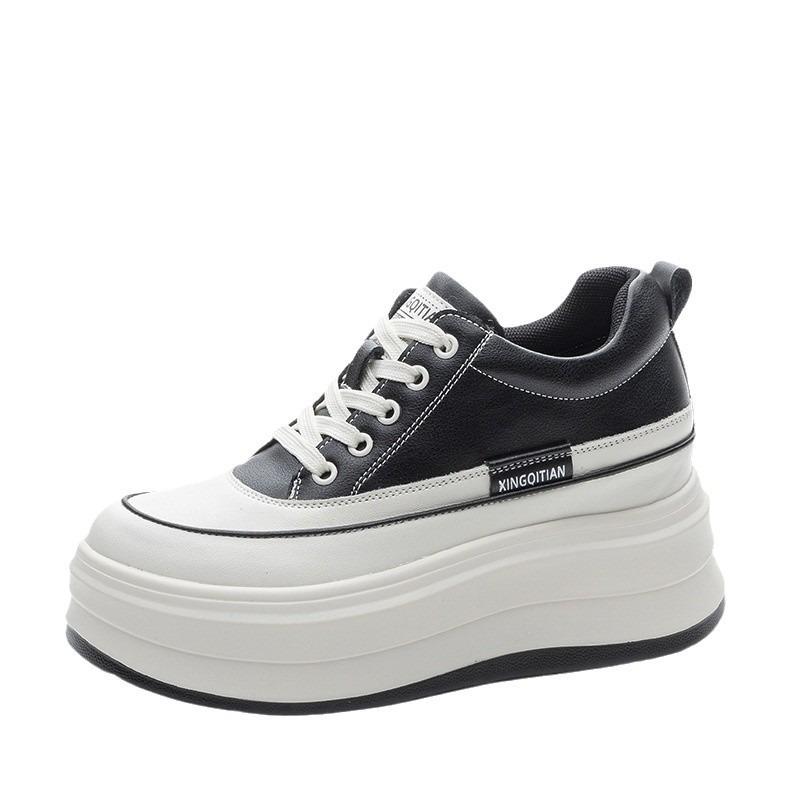 Spring and Autumn Women's Shoes New Wedge Heel Muffin Thick Sole Inner Height Increase Small Casual Single Shoes