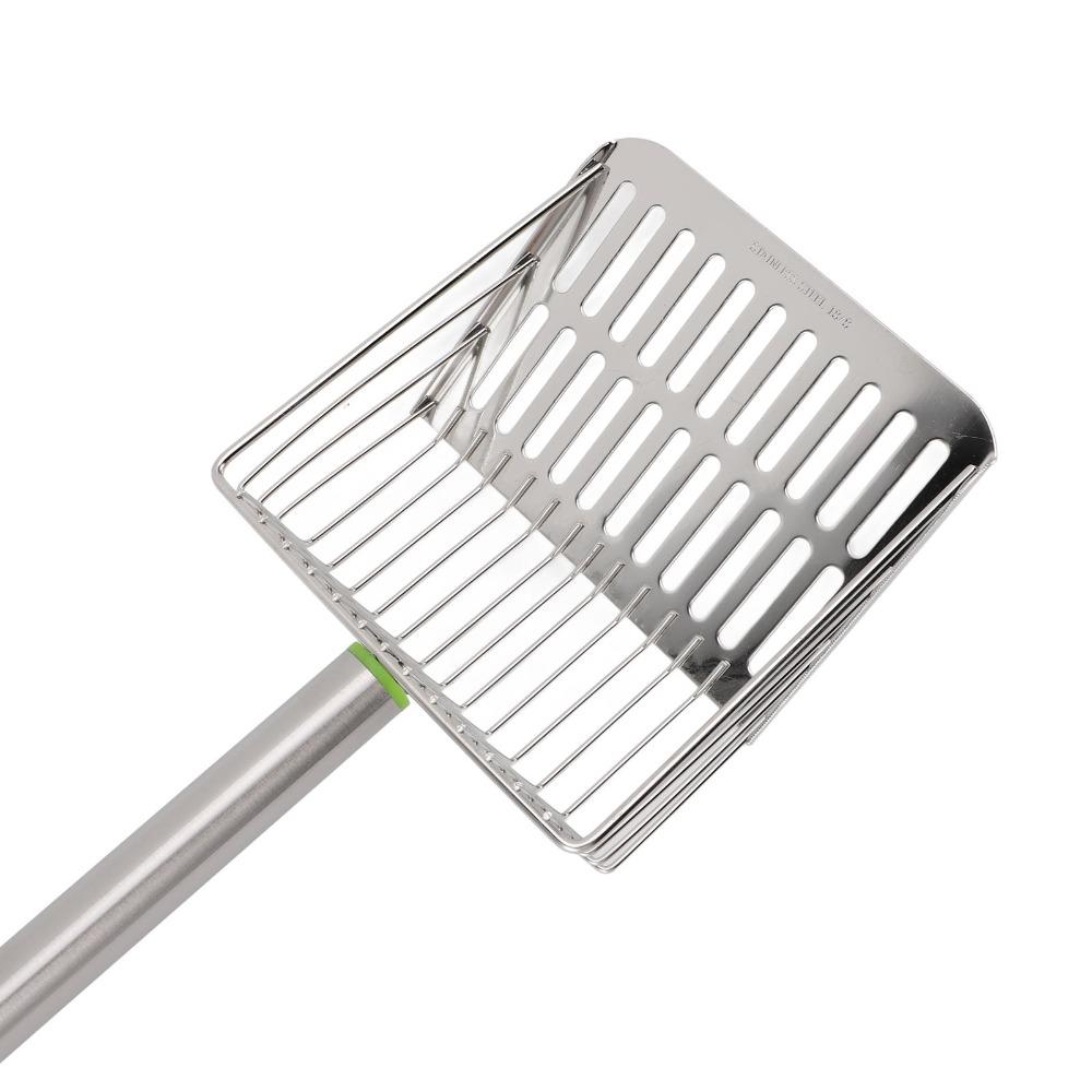Stainless Steel Sifting Shovel Long Handle Litter Scoop Portable Slat Scoop for Chicken Pet Cat