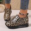 Fashion Women's Leopard Print Platform Sneakers Plus Size Comfort Slip On Casual Shoes Woman Fashion Thick Sole Non Slip Walking Shoes