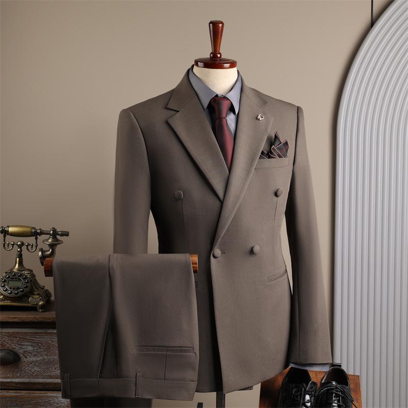 Coffee Color Men's Formal Suit Set for Weddings and Business - Groom and Best Man Fit