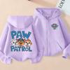 2026 PAW Patrol Children's Zipper-up Hooded Sweatshirt for Boys, Cartoon Print Girls' Casual Top, Spring/autumn Coat, Casual Top