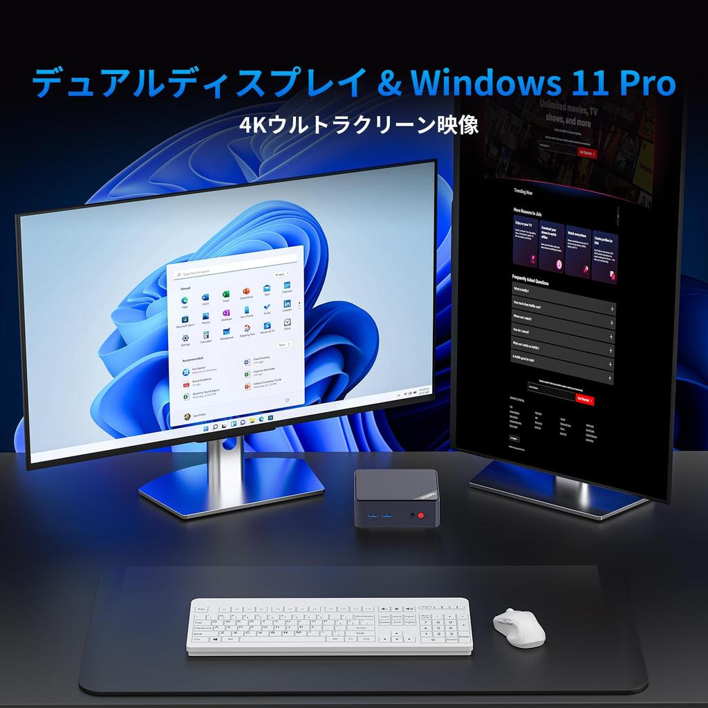 in AWOW Mini Windows 11 Pro 16GB 512GB Smooth and Stable Up to WIFI TDP 4K Simultaneous USB x USB x HDMI x 1000Mbps [New 2025] PC, N100, DDR4, M.2