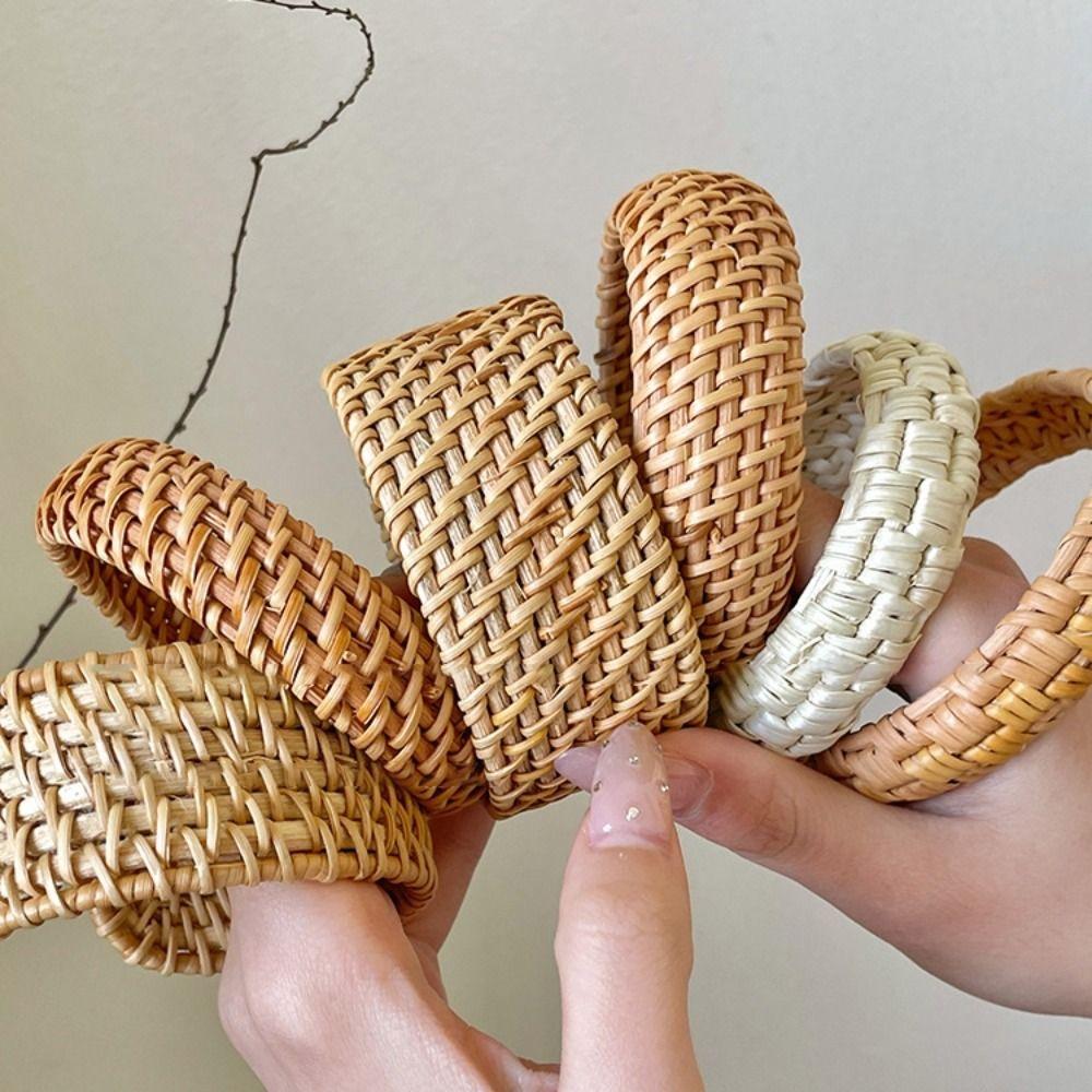 Classic Rattan Woven Bracelet Simple Bohemian Braided Bracelet Creative Ethnic Style Bangle  Beach