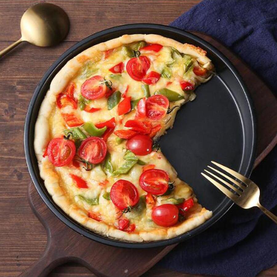 6-10inch Carbon Steel Circular Pizza Baking Tray Anti Stick Cake Baking Pan Microwave Oven Pie Cookie Baking Tray for Kitchen