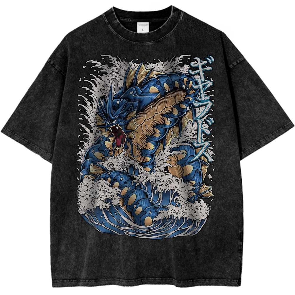 

Vintage Pokemon Gyarados Shirt for Anime Fans Graphic Tee Mens Summer Fashion Street Harajuku YK Clothing L
