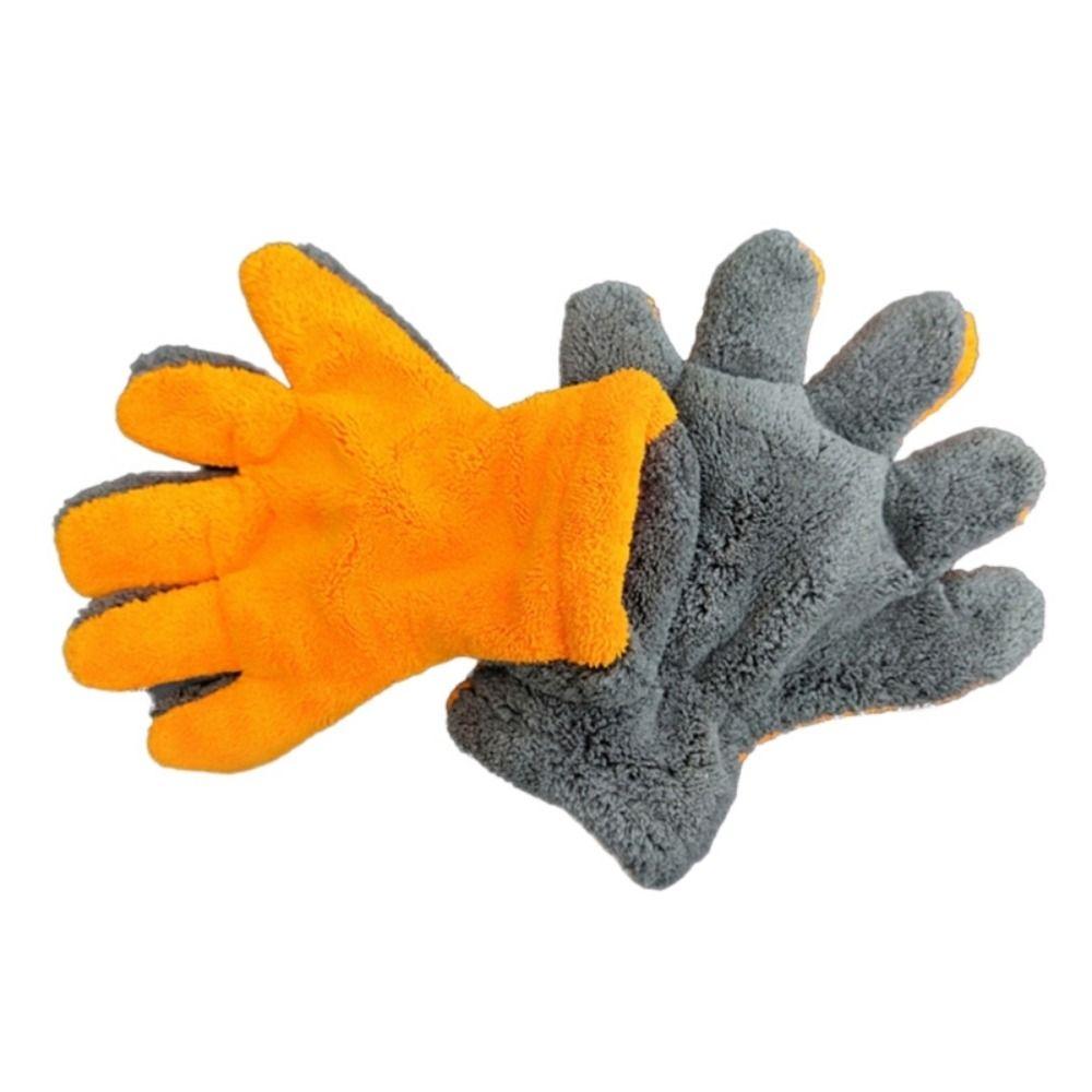 2Pcs Wear-resistant Double-sided Five Finger Gloves Vehicle Cleaning Gloves Car Body Interior