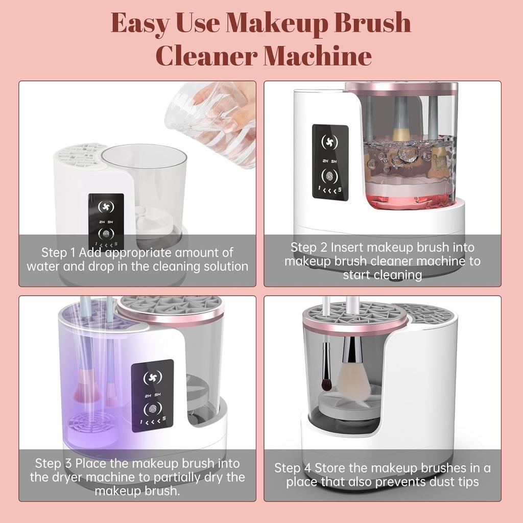 3 IN 1 Electric Makeup Brush Cleaner Machine With Makeup Brush Dryer-Holder-Portable Automatic USB Cosmetic Brushes Cleaner Tool for All Size Beauty
