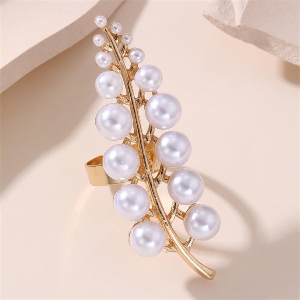 Flower Shape Starfish Ring Exaggerated Flower Ring Fashion Pearl Ring Daily Wear