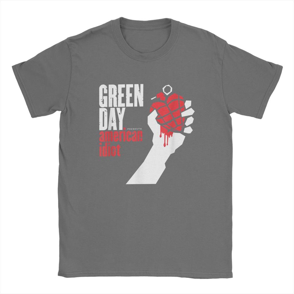 T-shirt da uomo Green Days American Idiot Vintage in puro cotone a maniche corte Harajuku Hip Hop per fan T-shirt girocollo
