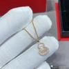 18K Rose Gold Red Agate & Mother-of-Pearl Gourd Necklace with Clavicle Chain