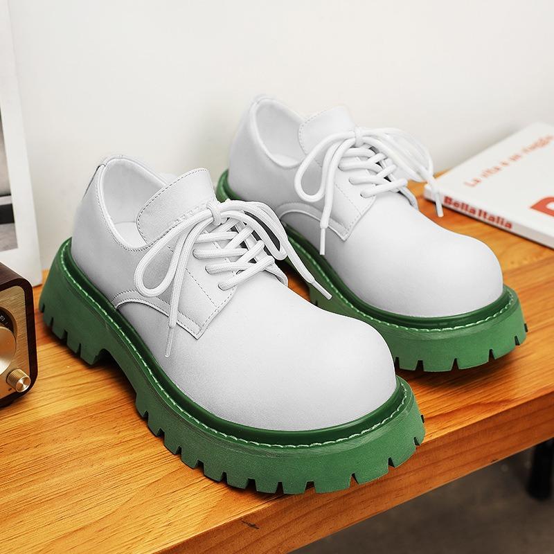 3226 White Derby Shoes Couple Original Niche Design Versatile Trend Casual Leather Shoes High-end Light Luxury Men's Shoes