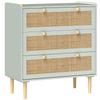 Bohemian 3-Drawer Rattan Chest of Drawers, Olive Green