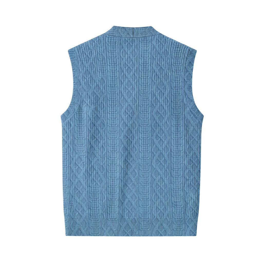 Men's V-Neck Sleeveless Knit Cardigan Vest