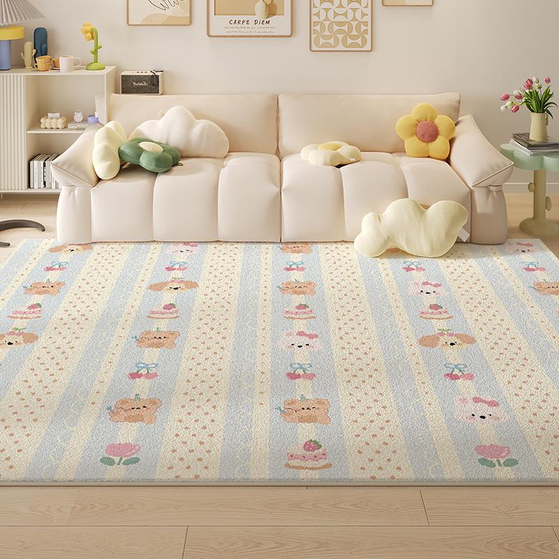 Rimmed Carpet Living Room Cartoon Girl Sofa Bedroom Care-Free Cozy Non-Slip Waterproof Bedside Rugs Home Decoration