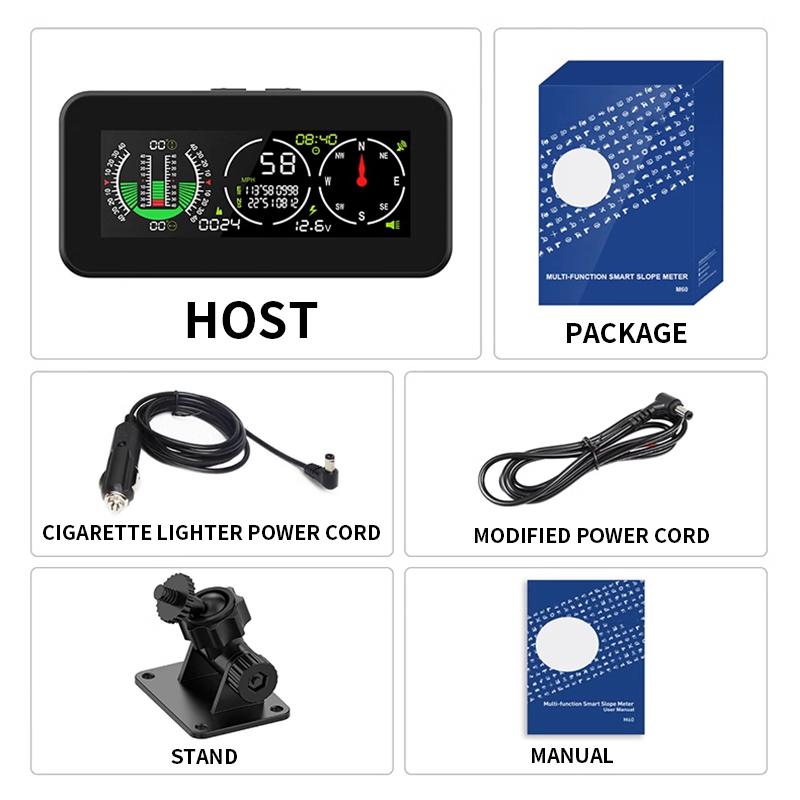 Car slope meter Car off-road balance meter GPS head-up display speed high-precision universal HUD escort instrument чёрный